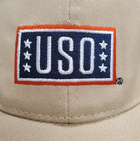 USO Support Our Heroes Slideback Hat Tan OS Adjustable Embroidered Cotton - Picture 3 of 10